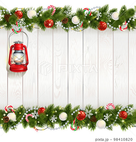 Vector Christmas Background with Red Lamp Vector Christmas Background with Red Lamp 98410820