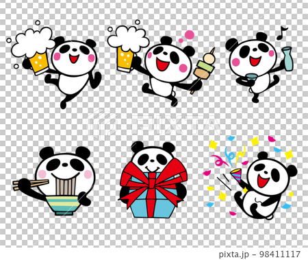 かわいいシンプルパンダセット13　(乾杯、飲み会、ビール、プレゼント他) 98411117