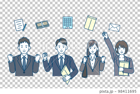 就職活動を頑張る若い男女のイラスト 98411695