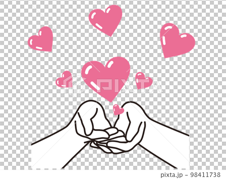 両手にハートがいっぱいのバレンタインデーのイメージ 98411738