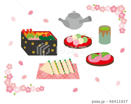 お花見のお弁当と和菓子 98411937