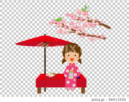 お花見する女の子 お花見する女の子 98411938