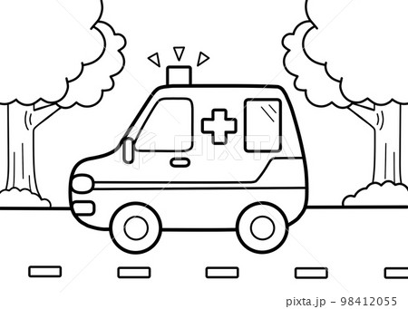 救急車の塗り絵 98412055