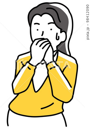 口を押える大人の女性 98412090