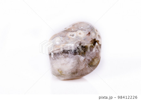 Macro mineral stone Jasper oceanic on a white background 98412226