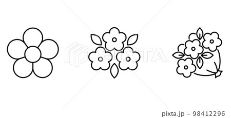 花と花束の線画アイコンセット 98412296