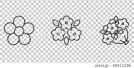 Flower and bouquet line drawing icon set 98412296