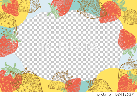 Retro print style strawberry and girly frame background material Retro print style strawberry and girly frame background material 98412537