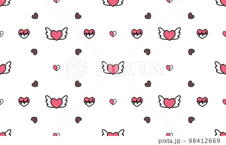 Valentine's day & wedding seamless pattern with hearts. Design elements with pink hearts. Beautiful drawing for fabric, packaging, textiles, wallpaper, clothing. Love illustration on white background. Valentine's day & wedding seamless pattern with hearts. Design elements with pink hearts. Beautiful drawing for fabric, packaging, textiles, wallpaper, clothing. Love illustration on white background. 98412669