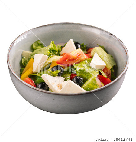 Isolated bowl of fresh greek salad Isolated bowl of fresh greek salad 98412741