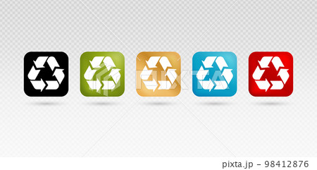 illustration of Recycle icons rectangles rounded corner five models design with isolated backgrounds or cutout for packages label products company or corporate, User interface designs, collages, decks illustration of Recycle icons rectangles rounded corner five models design with isolated backgrounds or cutout for packages label products company or corporate, User interface designs, collages, decks 98412876