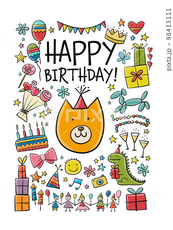 Birthday card design. Greeting card template. Holiday background. Anniversary postcard ideas 98413111