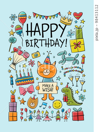 Birthday card design. Greeting card template. Holiday background. Anniversary postcard ideas 98413112