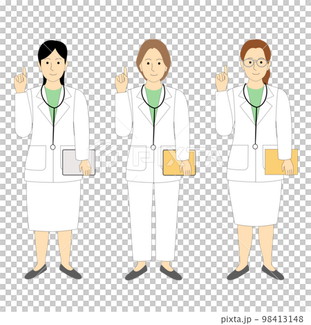 Young female doctor giving advice, veterinarian, white background Young female doctor giving advice, veterinarian, white background 98413148