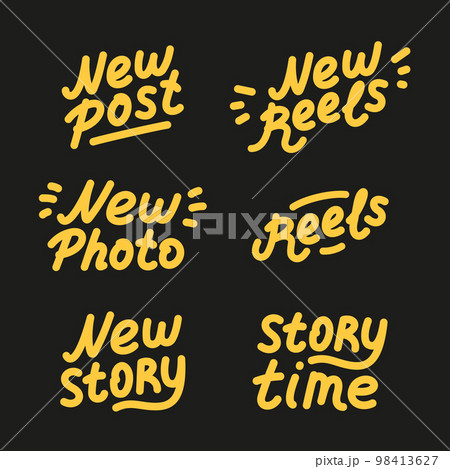 Blog content icons. Blogging or vlogging cartoon icons for social midea vector flat illustration. 98413627