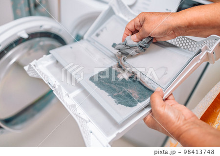 Dust and dirt trapped by the clothes dryer filter. 98413748