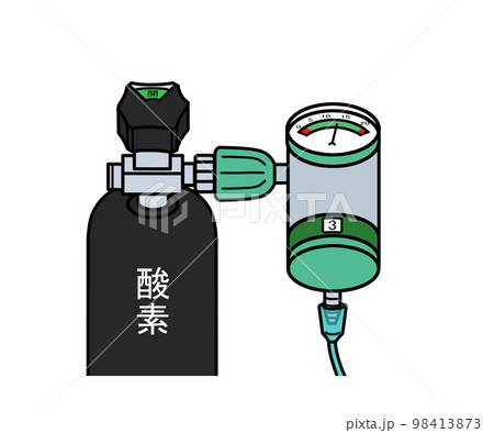 酸素ボンベと流量計 98413873