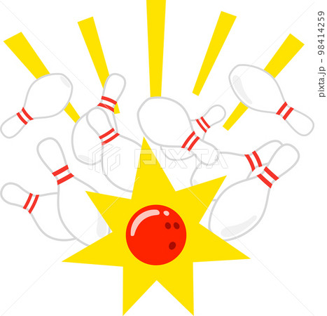 ボーリングのボールと倒れる10本のピン 98414259