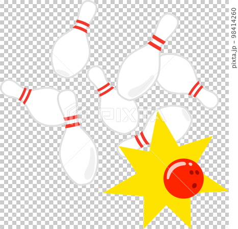 倒れるボーリングのピンとボール 98414260
