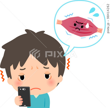 目を酷使して頭の筋肉が凝っている男性 98414262
