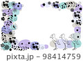 北欧風の花とハシビロコウのかわいい手描きフレーム 98414759