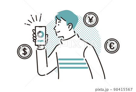 人物 スマホで資産運用する男性 98415567