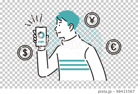 人物 スマホで資産運用する男性 98415567