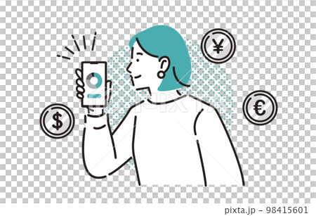 使用智能手機管理資產的女性 98415601