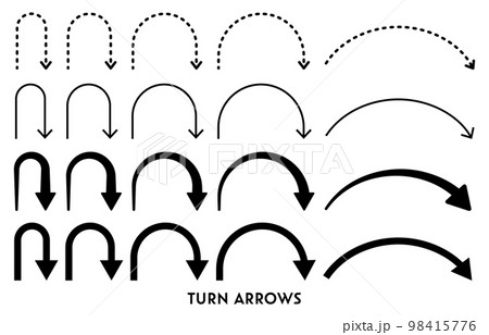 モノクロのUターン矢印セット 98415776