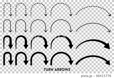 モノクロのUターン矢印セット 98415776