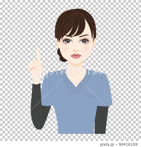 Illustration of a woman wearing a blue scrub Illustration of a woman wearing a blue scrub 98416189