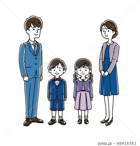 フォーマルな服装をした親子 98416561