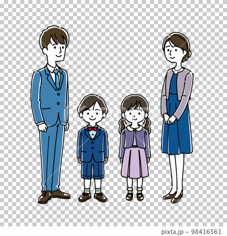 フォーマルな服装をした親子 98416561