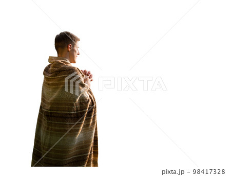 Praying man on white background Praying man on white background 98417328
