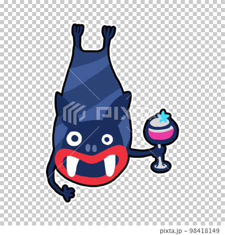 Illustration of a bat drinking wine Illustration of a bat drinking wine 98418149
