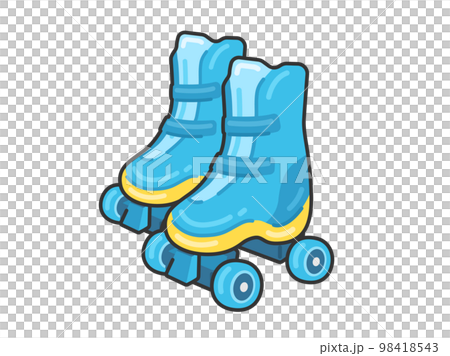 水色のローラースケート（フチあり）のイラスト 98418543