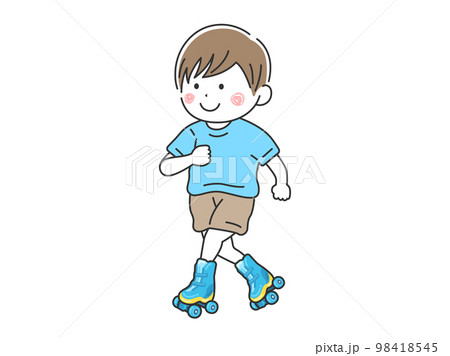 ローラースケートで遊ぶ、男の子のイラスト 98418545