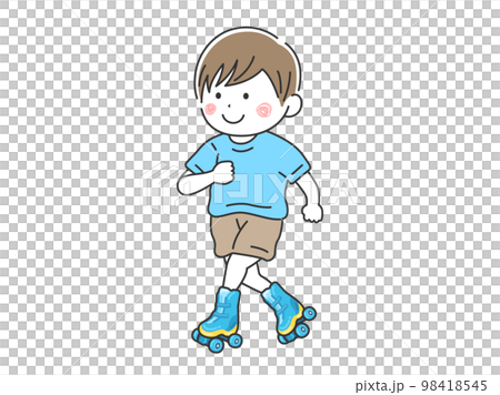 Illustration of a boy playing on roller skates 98418545