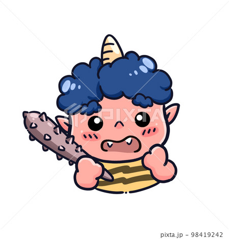 びっくりする青鬼の可愛いイラスト びっくりする青鬼の可愛いイラスト 98419242