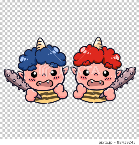 赤鬼と青鬼の双子の可愛いイラスト 98419243