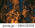Golden and dark azure dirty rust texture. Decorative coating. 98419308