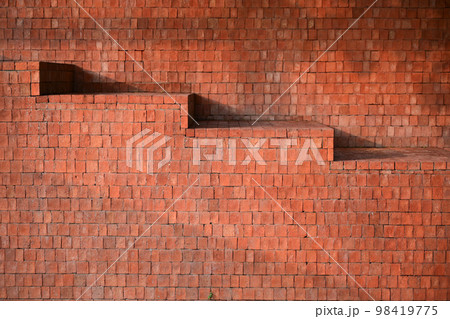 brown brick wall with staircase, construction design 98419775