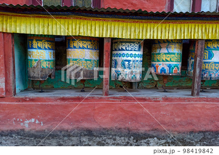 Buddhist Prayer drums at Khumbu valley Buddhist Prayer drums at Khumbu valley 98419842
