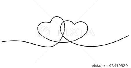 Hearts. Continuous line art drawing. Friendship and love concept. Best friend forever. Vector illustration. 98419929