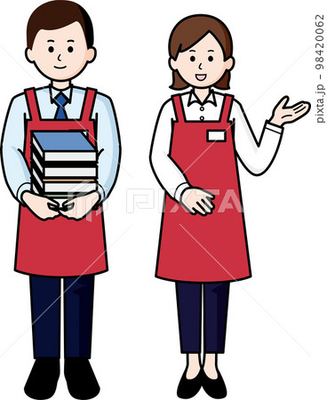 本屋の店員　男性と女性 98420062