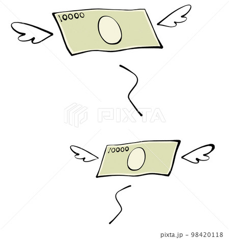 飛んでいく一万円札のイラスト 飛んでいく一万円札のイラスト 98420118
