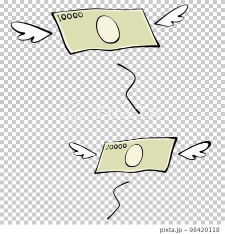 飛んでいく一万円札のイラスト 飛んでいく一万円札のイラスト 98420118
