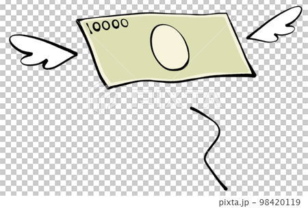 Illustration of a flying 10,000 yen bill 98420119
