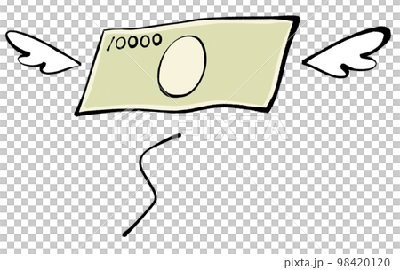 飛んでいく一万円札のイラスト 98420120