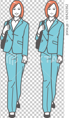 行走的求職者/事業女性B全身 98420362